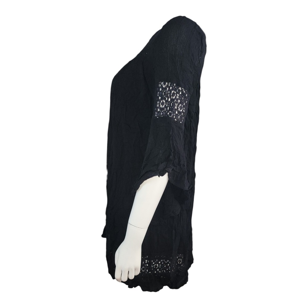 American Rag Tunic NWT Womens XS Black Lace Boho Festival Minimalist Bell Sleeve - Picture 2 of 9